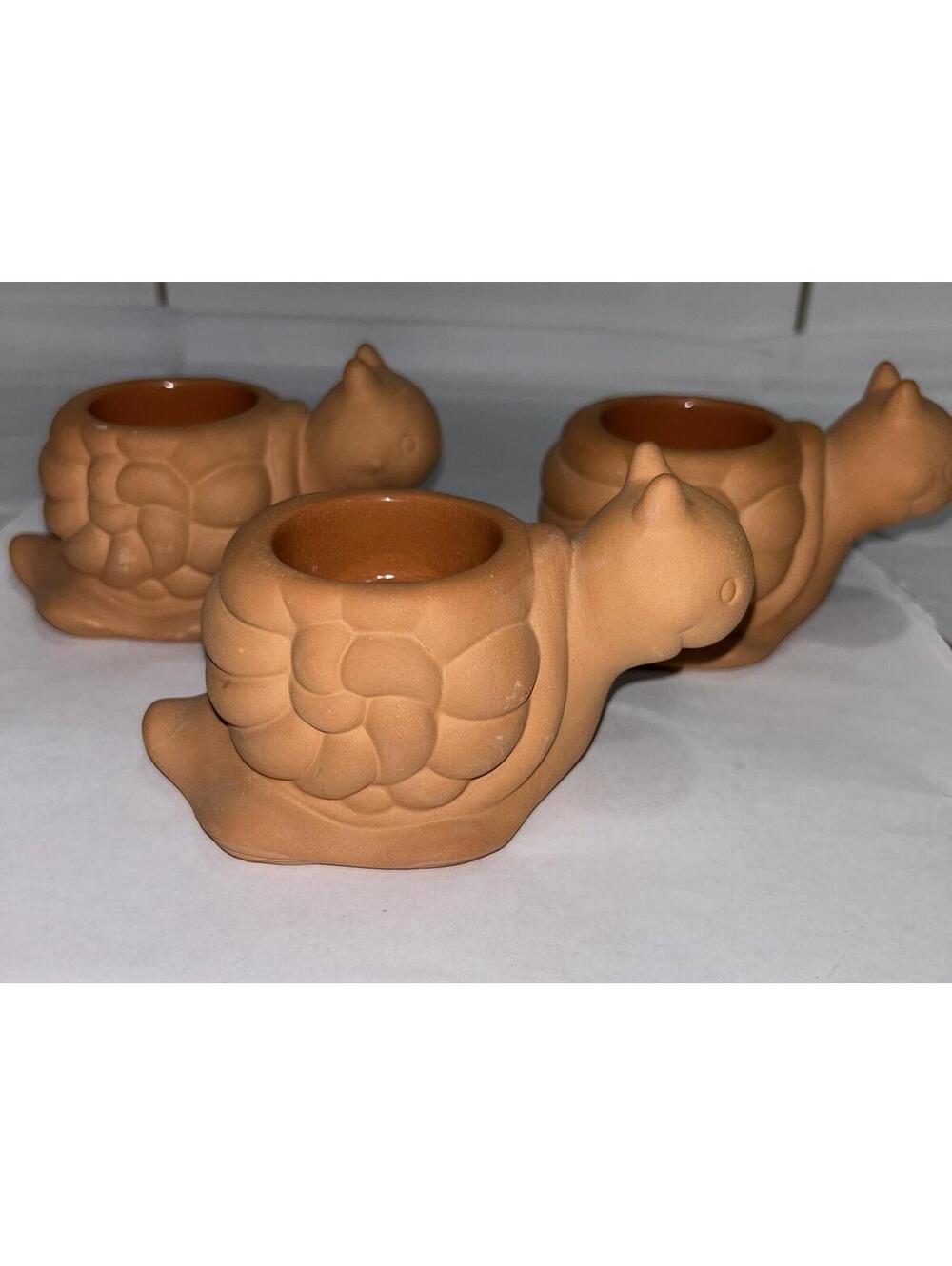 Partylite Terracotta Snail Tea Lite candle holder - set of three